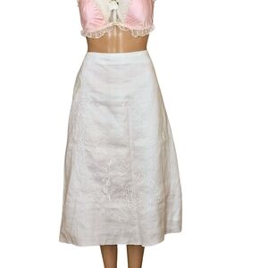 🌿Pure 100% Linen White Embroidered Skirt🤍